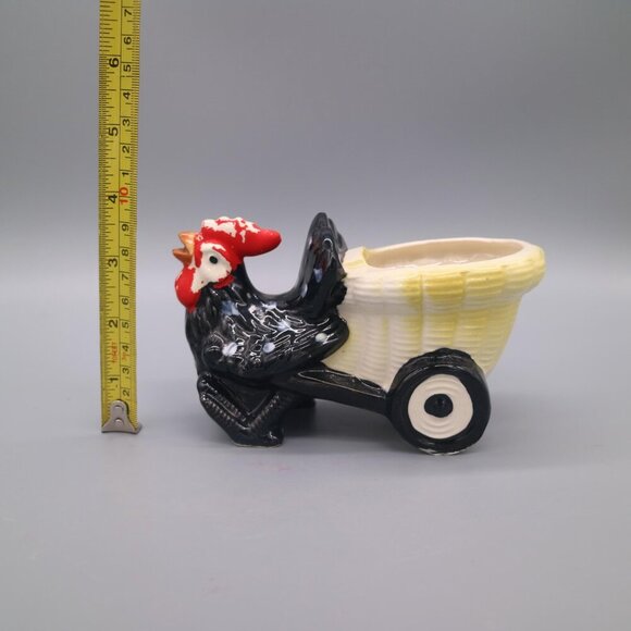 Vintage Shafford #4179 Rooster Pulling Cart Planter Hand Decorated Japan - Picture 7 of 7